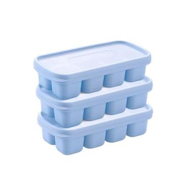 Imagem de Kit 3 Formas de Gelo Premium c/Tampa Cristal 24 Cubos, Fundo Silicone, Fácil de Tirar o Gelo, Flexível, Portátil, Reutilizável, Material Resistente e Durável, Protege contra Odores da Geladeira