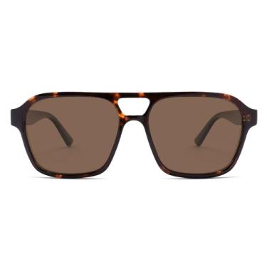 Imagem de HERJOUR Óculos de sol retrô moderno quadrado polarizado aviador feminino masculino anos 70 clássico vintage óculos de sol grandes AR82380, Tartaruga/cinza, Medium