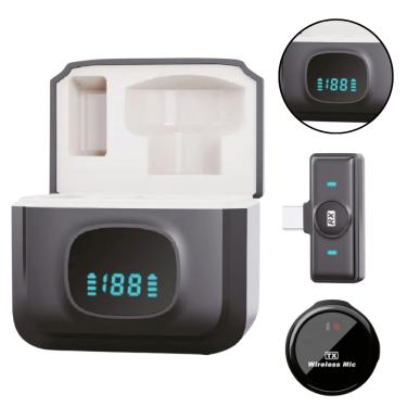 Imagem de Microfone Lapela Sem fio Tipo C Case Carregamento Antirruído