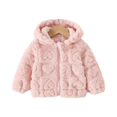 Imagem de Jaqueta De Fleece Rosa Com Capuz Para Menina Bebê, Casaco Quente De In