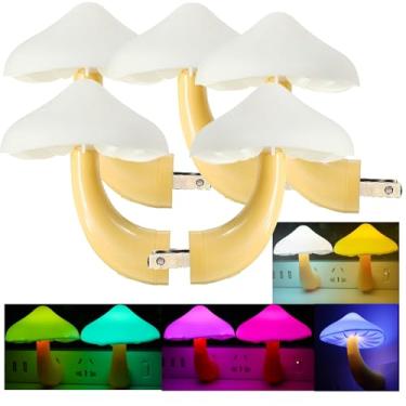 Imagem de AUSAYE Pacote com 5 lâmpadas de LED com sensor de luz noturna com 7 cores que mudam de cor luzes noturnas fofas para adultos, crianças, luz noturna para quarto, banheiro, banheiro, corredor, escadas