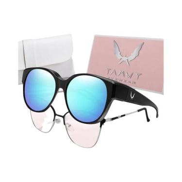 Imagem de Óculos De Sol Redondos Unissex Para Usar Sobre Óculos, Proteção UV Par