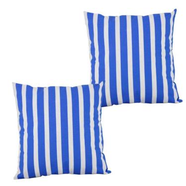 Imagem de 2 Almofadas Cheias Sofa Sala Impermeável Decorativa Antimofo Listrare Anil