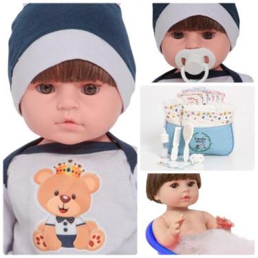 Imagem de Boneco Reborn Bebê Masculino Articulado Enxoval Completo - Cegonha Reb