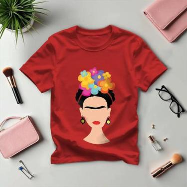 Imagem de Camisa Camiseta Feminina Frida Kalo Artista Arte Mexico Algodão Confor
