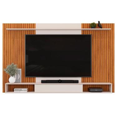 Imagem de Painel Para Tv 70 Pol Com Bancada Suspensa 215cm Dom D05 Freijó Off White - Lyam Decor