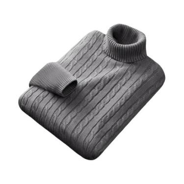 Imagem de Suéter Masculino De Gola Alta Tricotado Quente Casual De Lã Pulôver De