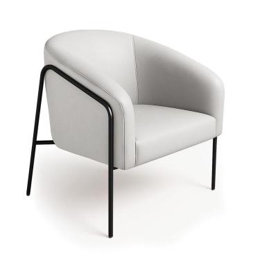 Imagem de Poltrona Sala Decorativa Stella Base Alta Tubo Preto Sintético Cinza D03 - D'rossi