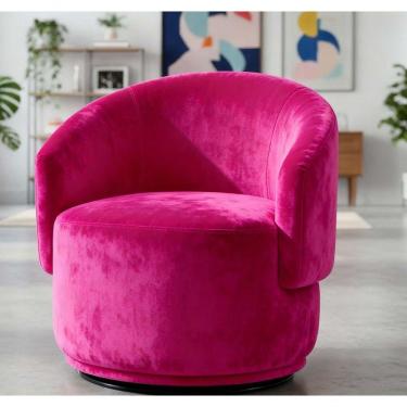 Imagem de Poltrona Decorativa Giratória Sala De Estar Recepção Jasmine Suede Pink