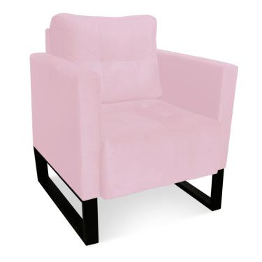 Imagem de Poltrona Sala Decorativa Livia Industrial Preto Suede Rosa Bebê M11 - D'Rossi