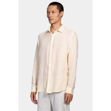 Imagem de Camisa Aramis Manga Longa Slim em Linho Irlandês Amarelo-Masculino