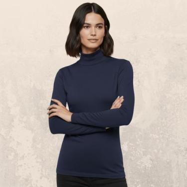 Imagem de Camiseta Feminina Térmica Gola Alta Manga Longa Proteção Uv Blusa Segu