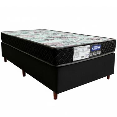 Imagem de Cama Box Preto + Colchão D23 GAZIN SONOLAR SUPREME 88x188x51cm 100% ESPUMA INMETRO