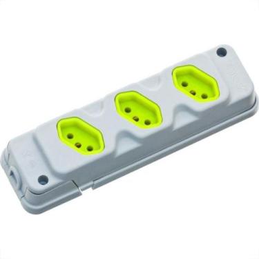 Imagem de Tomada Barra Fiolux Tripla 2P 20A Cinza - RCD