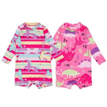 Imagem de Kit 2 Macaquinhos Praia Com Proteção Uv Infantil Verão - Fofotinhos, D