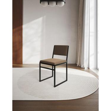 Imagem de Cadeira de Jantar Industrial Isa Assento Estofado Veludo para Sala de 