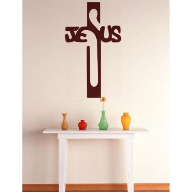 Imagem de Adesivo Decorativo De Parede Crucifixo Com Nome Jesus Cruz