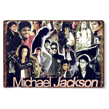 Imagem de Decoração de parede com letreiro de estanho Michael Jackson Vintage 20x30cm Iron