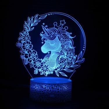 Imagem de Luz noturna, LED 3D, unicórnios que mudam de cor para crianças de 22 c