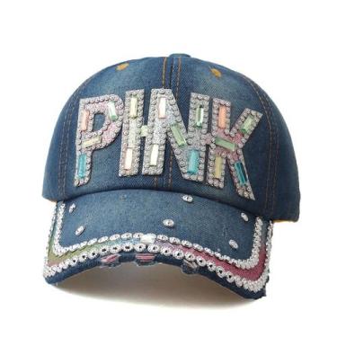 Imagem de Boné de beisebol Trucker com letra ROSA de strass para adulto - Yiweis