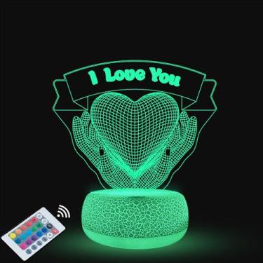 Imagem de Luz noturna I Loves Yous 3D que muda de cor LED para crianças - Yiweis