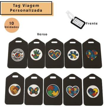 Imagem de 10 Tag Identificaçao Bagagem Mala Personalizada Autismo - ARTE, Preto