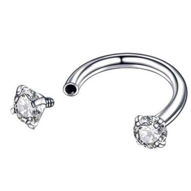 Imagem de Piercing Ferradura com Zircônia Aço Cirúrgico 316L Ouro PVD Cor:Dourad