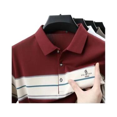 Imagem de Camisa Polo Masculina De Luxo Com Listras, Manga Curta, Moda De Verão,