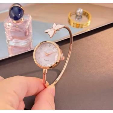 Imagem de Relógio Bracelete Feminino Cansnow Luxo Aço Inox Quartz, Rose 2