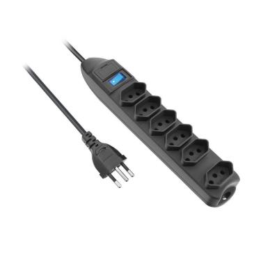 Imagem de Protetor De Linha - 6 Tomadas 2p +t Fusível Chave Liga/desliga 1,5m