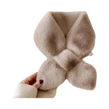 Imagem de Cachecol Feminino Grosso E Quente Com Gola De Pele Sintética De Coelho