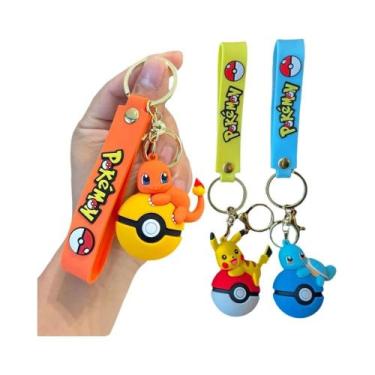 Imagem de Conjunto De Chaveiros Pokémon Pikachu, Eevee E Charmander Com Poké Bal