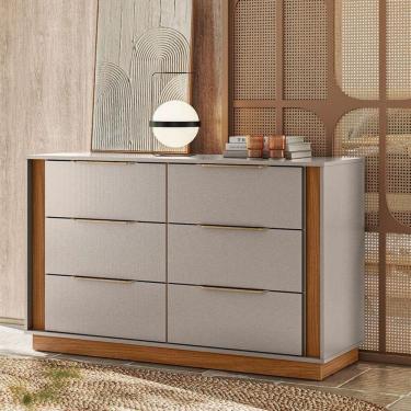 Imagem de Cômoda Ambiente Giardino 6 Gavetas Nogueira Nude Tx - Demóbile