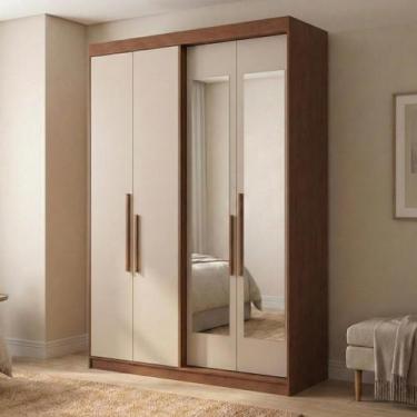 Imagem de Guarda Roupa Solteiro com Espelho 4 Portas 2 Gavetas 100% MDF Manila C