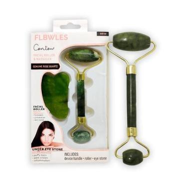Imagem de Rolo Massageador Facial Pedra Quartzo Verde ClaroQE - Nilo-imports