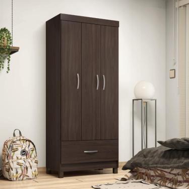 Imagem de Guarda Roupa Solteiro Jonas 3 Portas de Abrir 1 Gaveta MDP Cafe Touch Casa H