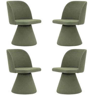 Imagem de Kit 04 Cadeiras De Jantar Base Fixa Liz Linho Verde - Nexta Casa