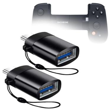 Imagem de BoxWave Cabo compatível com Backbone One (Android) - USB-C para A PortChanger (pacote com 2), chaveiro portátil USB USB tipo C OTG USB - Preto ardósia