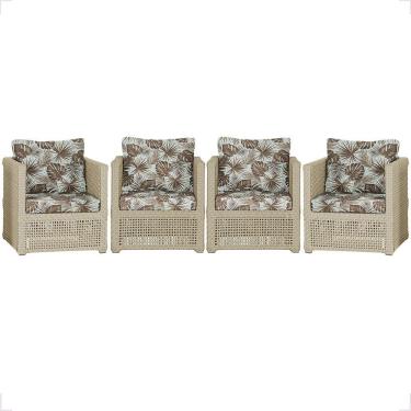 Imagem de Kit 4 Poltronas Madri Alumínio Corda Náutica Estofado 6 Trama Rami Trama Original