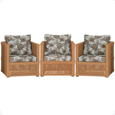 Imagem de Kit 3 Poltronas Madri Alumínio Corda Náutica Estofado Terracota Trama Original