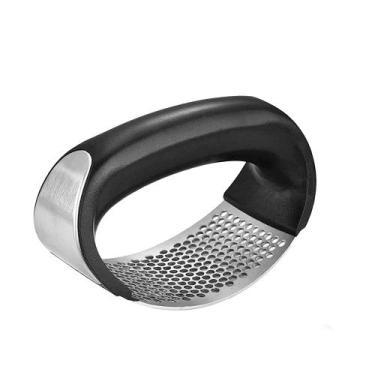 Imagem de Espremedor Amassador Triturador de Alho Manual Inox - WINCY, Preto
