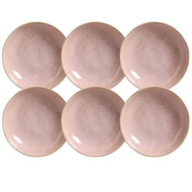Imagem de Jogo 6 Pratos Fundos Rosa Cerâmica Porto Brasil 830ml Talhar