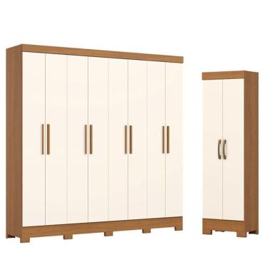 Imagem de Guarda Roupa Casal 8 Portas 4 Gavetas Prime B51 Com Armário Multiuso 2 Portas 3 Pratele...
