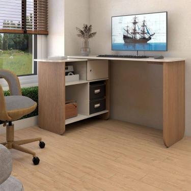 Imagem de Mesa Escrivaninha Office 1 Porta Cinamomo/Off White - Panorama Móveis