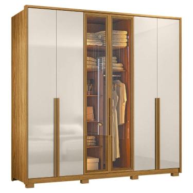 Imagem de Guarda Roupas Casal Reflecta com Led 6 Portas 4 Gavetas Âmbar