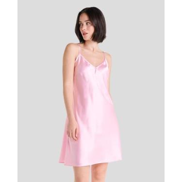 Imagem de Camisola Feminina de Alças em Cetim Rosa Lohe, Rosa, G