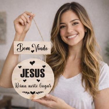 Imagem de Placa decorativa Seja bem vindo Jesus Reina neste lugar PL290 - Cair d