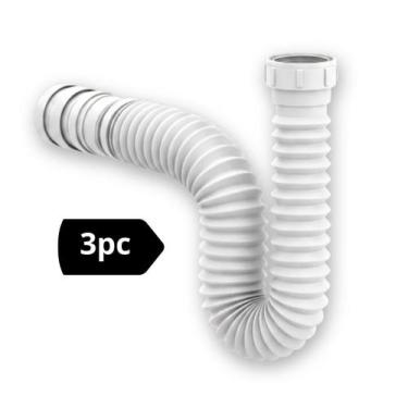 Imagem de Sifão Sanfonado Branco Universal Flexível 70cm Pia Cozinha Banheiro Se