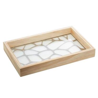 Imagem de Bandeja De Madeira c/ Fundo Vidro Mahal Pinus 38x24x4,5cm - 7895730138