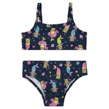 Imagem de Biquini Infantil Proteção UV Quimby 4/8 Ref. 29408, Azul escuro, 4
